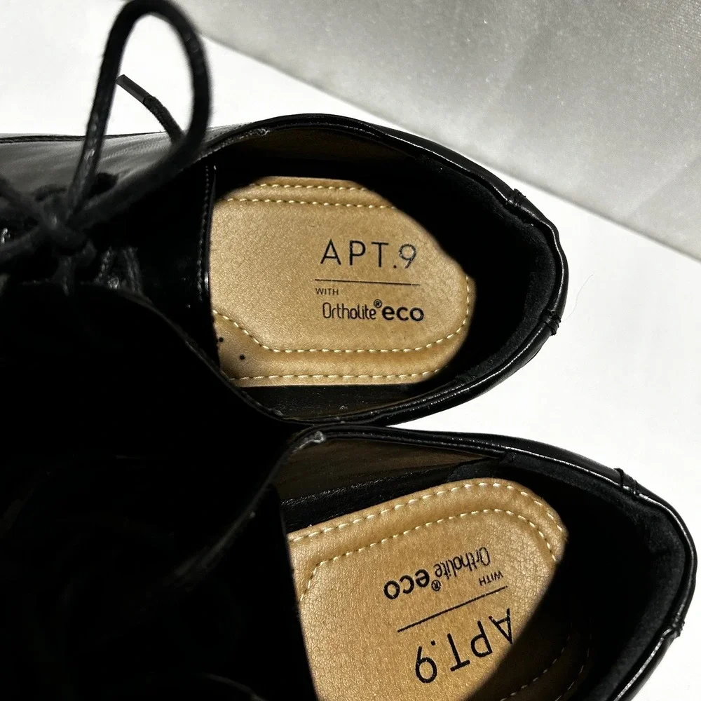 Apt 9 Mens Black Oxford Dress Shoes Ortholite Eco‎ Size 9.5 Wide lace Up